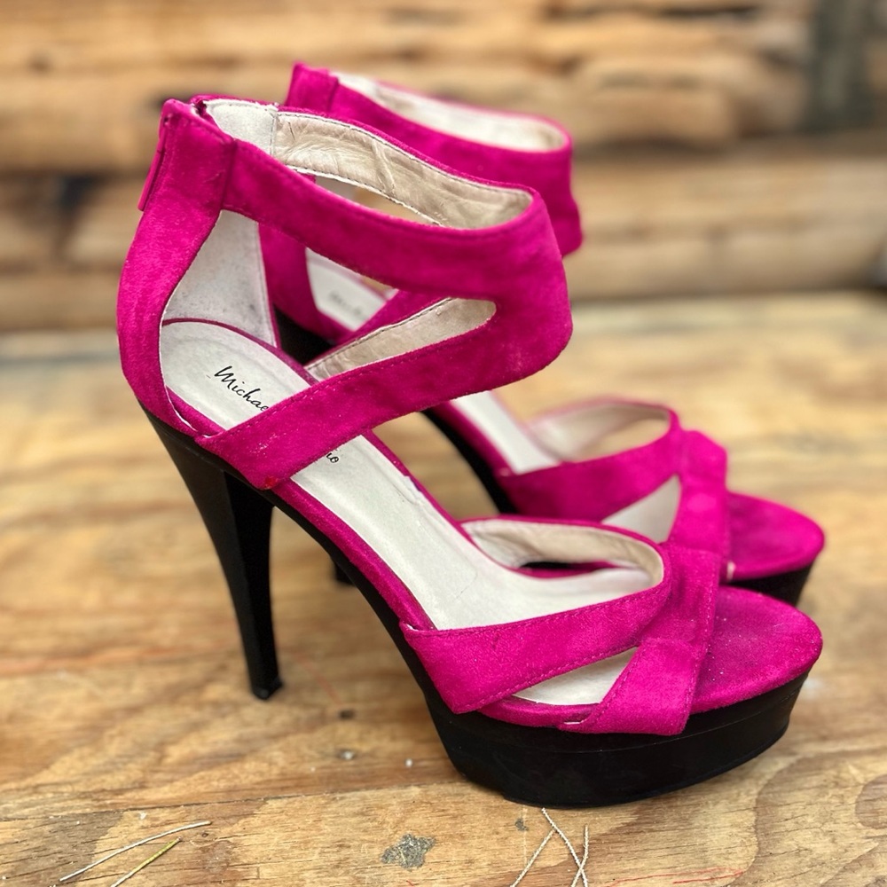 MICHAEL ANTONIO | Hot Pink Black High Heels 9.5